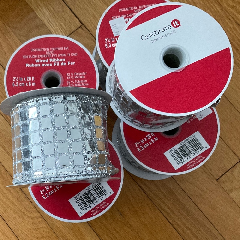 NWT wired ribbon. Lot of 6 rolls.